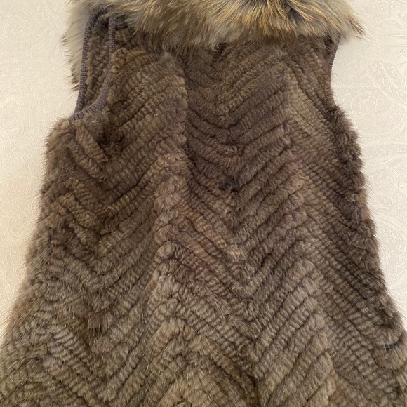 Knitted Rabbit Vest with Racoon collar, VOLARE NY - Picture 2 of 4